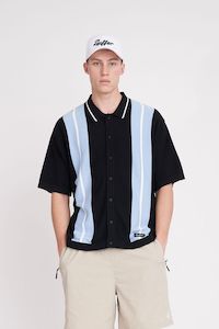 HUFFER MENS BIRDIE KNIT SHIRT - BLACK