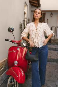 Best Selling: IVY + JACK GARNISH CREAM BLACK POLKA DOT FRONT MID SLEEVE TOP