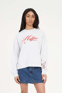 Womens Sweats Hoodies: HUFFER SLOUCH CREW/HOME RUN - SILVERMARLE