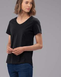 Womens: SUPIMA COTTON VEE SATIN TEE
