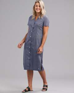 Womens Dresses Tunics: COTTON BUTTON MIDI DRESS2