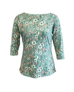 Womens Tops Tees: COTTON BOATNECK TEE