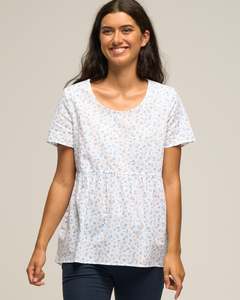 Womens Tops Tees: COTTON FRILL TOP