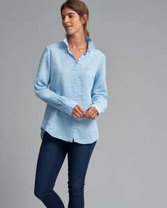 Womens Shirts Blouses: LINEN CLASSIC SHIRT