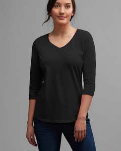 Womens Essential Tees Polos: SUPIMA COTTON 3/4VEE SATIN TEE