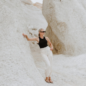 Sale: Coco - Women's High Waisted Harem Pants - Coconut Milk