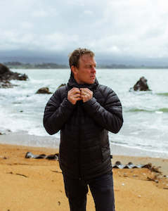 Gifts For Him: Keith - Mens Hooded Packable Down Jacket - Black