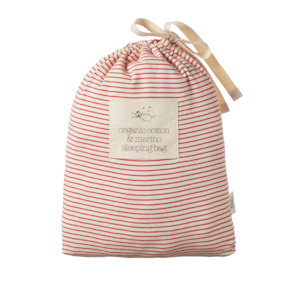 Kids Sleepwear: Cotton/Merino Sleeping Bag - Red Pinstripe