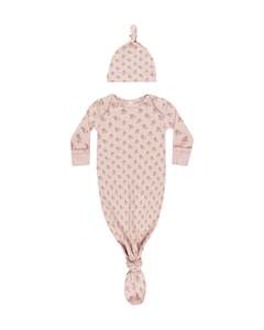 Hats: Knotted Baby Gown + Hat Set || Roses