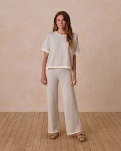 Knit Wide Leg Pant || Sage Stripe
