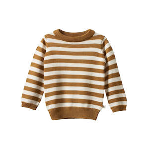 Merino Knit Pullover || Toffee Bold Stripe