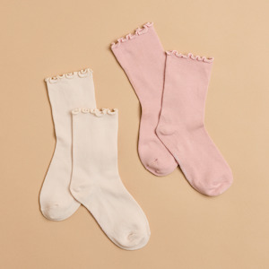 Pretty Brave: Ruffle Socks 2 Pack || Blush/Stone