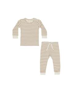 Waffle Top + Pant Set || Oat Stripe