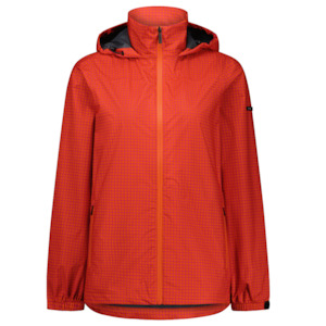 Moke: Alex Women's Seam Sealed Rain Jacket - Blood Orange/Fuchsia Check