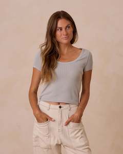 Rylee Cru: Pointelle Tee || Seafoam