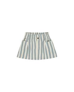 Denim Mini Skirt || Ocean Stripe