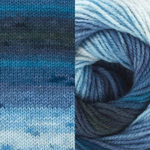 Yarn: Fiddlesticks Superb 8 Prints Acrylic 8 Ply.