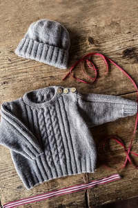 Baby And Child Patterns By Nz Designer Lisa F: Baby Cakes Bc149 Whitley Sweater and Hat (5ply Baby)