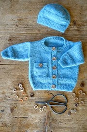 Baby And Child Patterns By Nz Designer Lisa F: Baby Cakes Bc137 Barnaby Cardigan and Hat (4ply Baby)