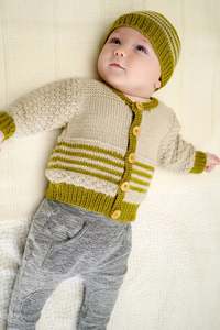 Baby And Child Patterns By Nz Designer Lisa F: Baby Cakes Bc70 Eden Cardi and Beanie (8ply Baby)