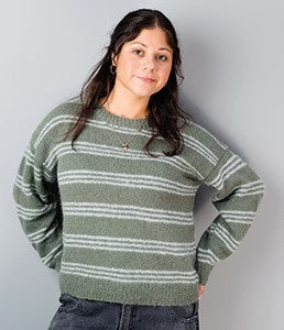 Alpaca: 3304 Halo Striped Casual Sweater