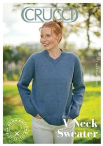 12 Ply: Crucci Pattern 2411 V Neck Top Down Sweater