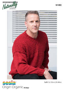 Naturally: Naturally Texture Jumper in Red Hut Naturals 8 Ply Kit