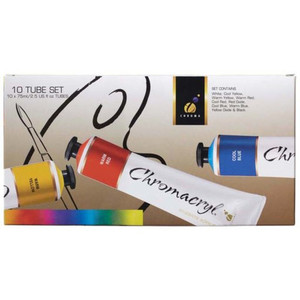Chromacryl Acrylic Paint Set 10 x 75ml Tubes Willow Cottage NZ
