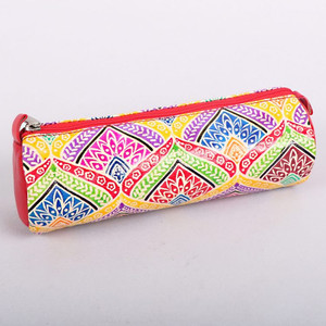 Beautiful Shanti leather pencil case - red or green Willow Cottage NZ