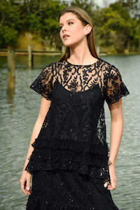 Curate: Curate: Drink Bling +Be Merry Dress. Black Sequin.