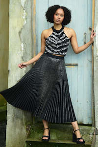 Coop: Taken Glitterally Skirt. Black/Silver.