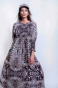 Sheryl May: Sheryl May: Shirred Dress.Leopard Print.