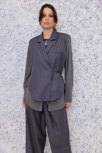 Maud Dainty: M.A.  Dainty: Hopscotch Shirt . Grey/Beige.