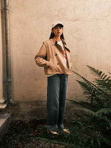 Scotch Soda: Scotch & Soda: Cotton Blend Cropped Trench Coat. Desert Sand.