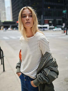 Mos Mosh: Ani SS Stripe Knit Tee. Mermaid