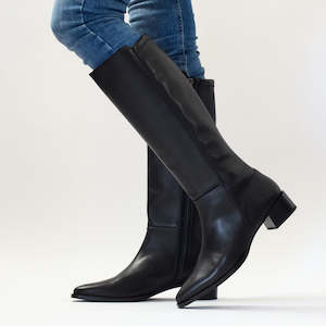 Long Boots: Salvador Black Stretch