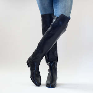 Long Boots: Poppy Black Leather