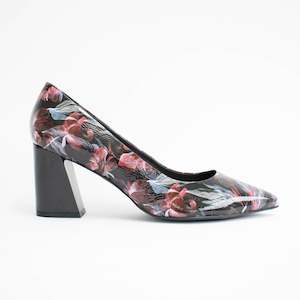 Shoes Heel: Celeste Floral Patent Black