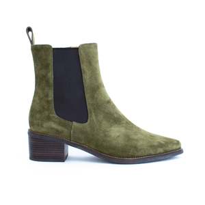Ankle Boots Mid: Dacron Khaki Suede
