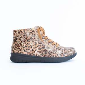 Ankle Boots Flat: Shaunat Tan Gold Leopard