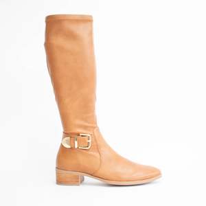 Long Boots: Teca New Tan Stretch Smooth