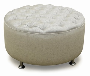 Products: Round Ottoman with Deep Diamond Buttoned Top - Wilson & Nicholson