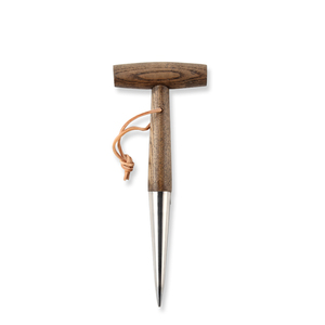 Products: Designer Garden Tools Dibber Stainless Steel w Wooden Handle leather loop - Wilson & Co