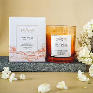 Happiness Jasmine scented candle with Citrine Crystal