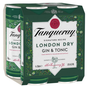 Tanqueray Gin & Tonic 5% (4 x 250mL Cans)