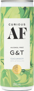 Alcohol Free 1: Curious AF Gin & Tonic Cucumber 0% 250ml (4 Pack)