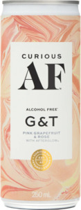 Curious AF Gin & Tonic Pink Grapefruit & Rose 0% 250ml (4 Pack)