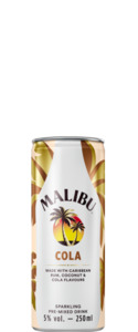 Rum Rtds: Malibu Cola Pre-Mixed (10x 250ml Cans)