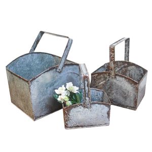Set of 3 Rustic Zinc Buckets
