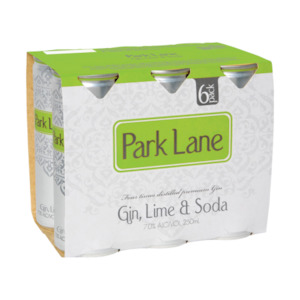 Winespot Target Road » Park lane Gin, Lime & Soda 6pk 250ml cans